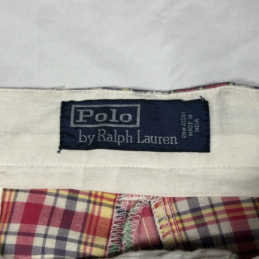 Polo Ralph Lauren 34 Waist Patchwork Plaid Bermuda Shorts Multicolor Cotton Men